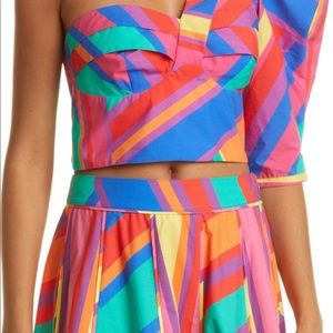 Farm Rio Bryan Stripes One shoulder crop top